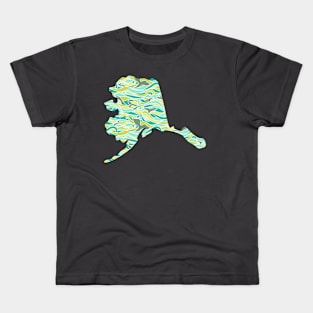 Alaska Shaped Waves and Whales Kids T-Shirt